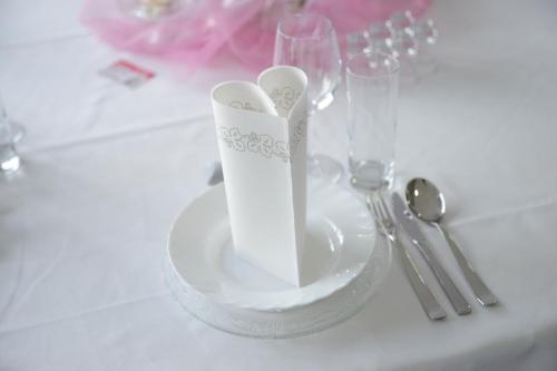 Hochzeitsfotografie vom Hochzeitstisch mit Serviette